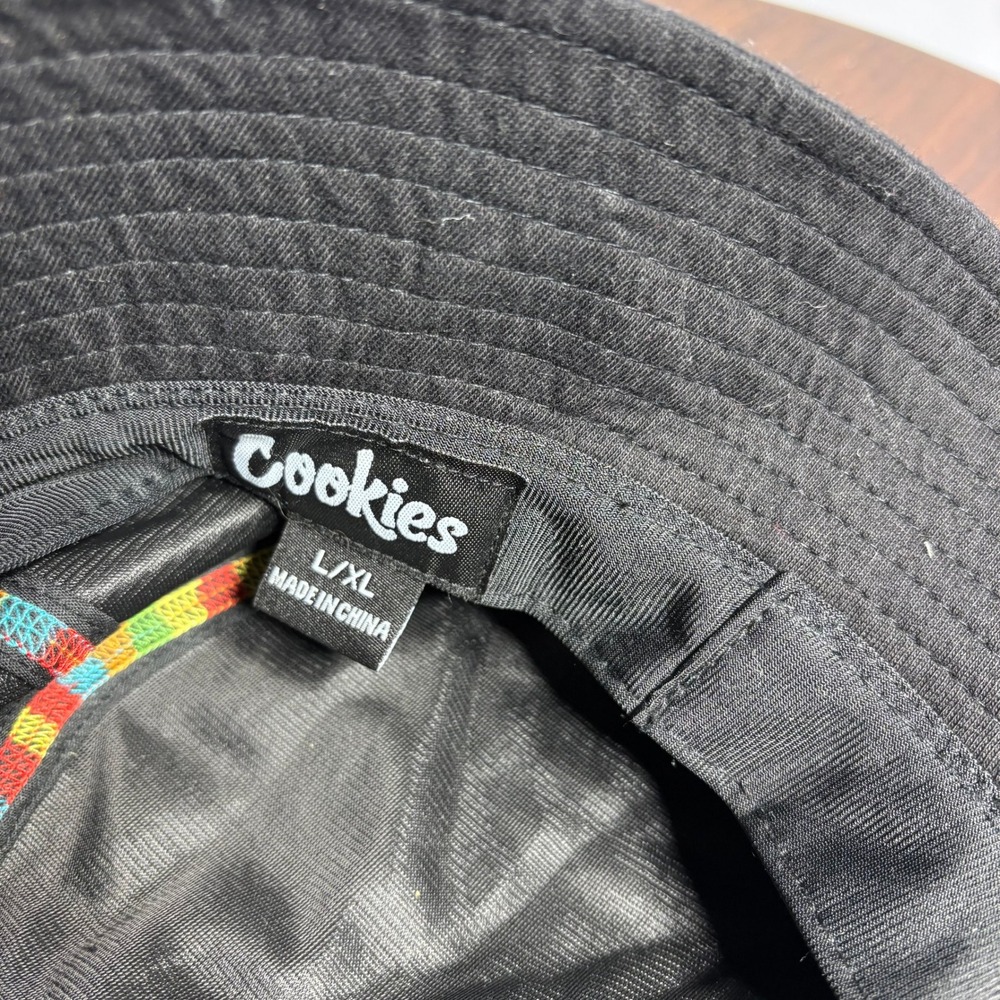 Cookies Bucket Hat Mens L/XL Black Rainbow Logo Streetwear Cotton Sun Hat - Picture 6 of 7